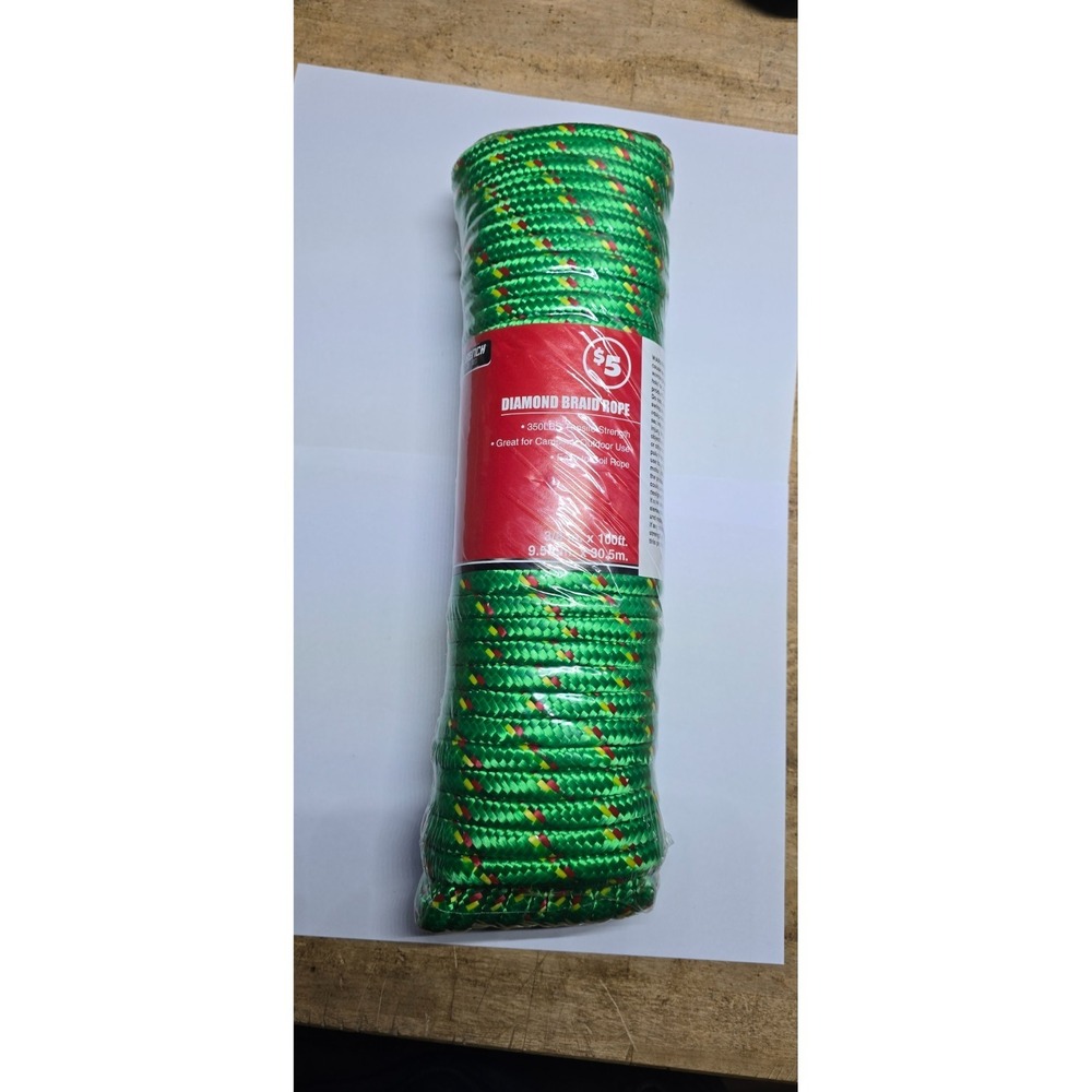 TOOL BENCH HARDWARE Diamond Braid Ropes, 0.375" x 100'